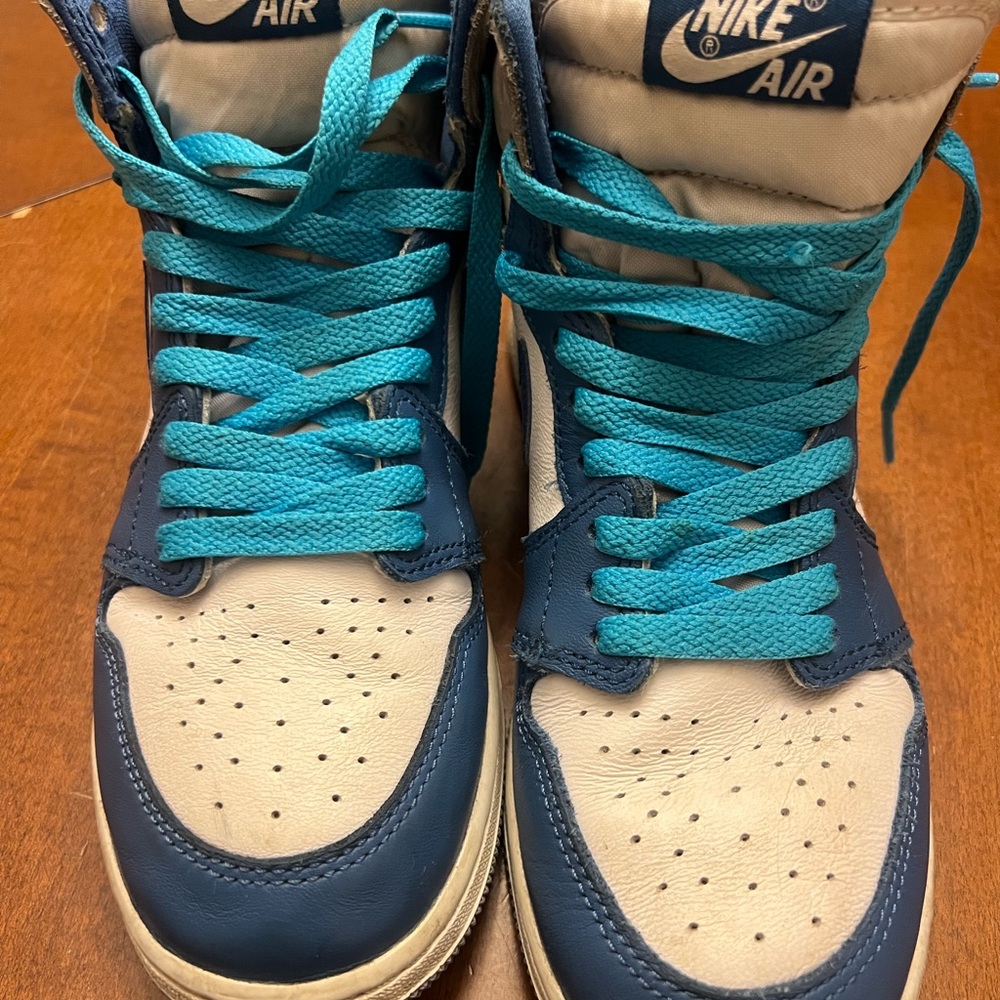 Nike Kids' Blue and White High-Top Jordan  Sneakers
